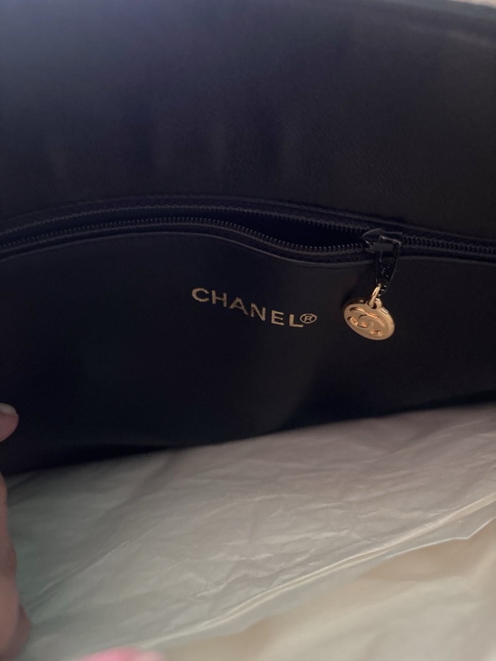 CHANEL Black Quilted Leather Tote with Gold Chain Accents - Picture 2 of 5